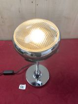 CONVERTED TRIUMPH HEADLIGHT UPLIGHTER LAMP ON CHROME BASE 40CM