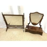 TWO DRESSING TABLE MIRRORS ONE WITH BOXWOOD INLAY AND THREE DRAWERS