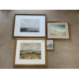 FOUR WATERCOLOURS ONE BY STANDISH WITH THREE OTHERS ALL FRAMED AND GLAZED LARGEST 76 X 59CM