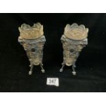 PAIR OF PLATED VASES 18CM