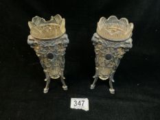 PAIR OF PLATED VASES 18CM