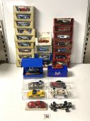 TWELVE MATCHBOX CLASSIC CARS IN BOXES AND 10 ASSORTED CLASSIC CARS.