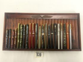 SEVENTEEN CONWAY STEWART FOUNTAIN PENS, PLUS FIVE OTHERS, MANY WITH GOLD NIBS.