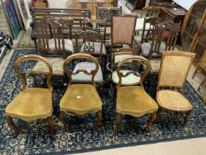TWELVE VARIOUS CHAIRS AND A FOOTSTOOL, INCLUDES ANTIQUE AND VINTAGE