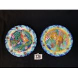 TWO CERAMIC CHINESE END PLAQUES 17CM