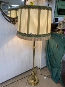 VINTAGE BRASS STANDARD LAMP WITH A VINTAGE SHADE 155CM