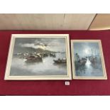 TWO ORIENTAL OIL ON CANVAS SIGNED NGAI SING LARGEST 68 X 52CM
