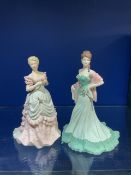 TWO COALPORT PORCELAIN AGE OF ELEGANCE FIGURES - RICHMOND PARK AND OPENING NIGHT.