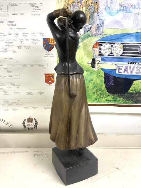 ART DECO STYLE FIGURE OF A LADY GOLFER, 50 CMS. - Image 3 of 5