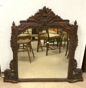 WOODEN CARVED OVERMANTLE MIRROR 124 X 110