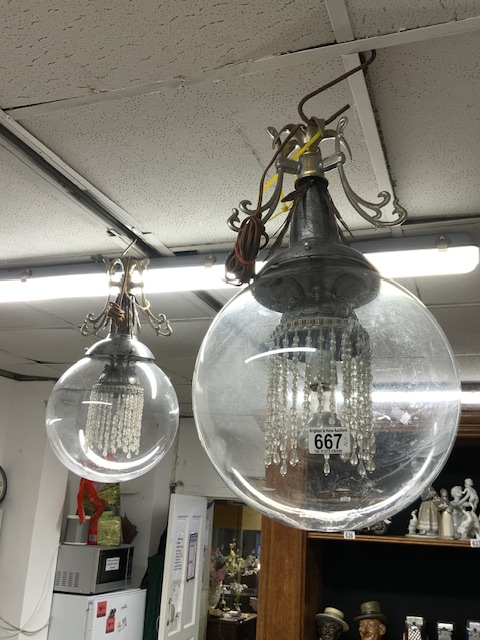 PAIR OF GLOBE CEILING LIGHTS