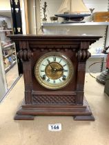 WALNUT ANSONIA MANTEL CLOCK EIGHT DAY STRIKE 28CM