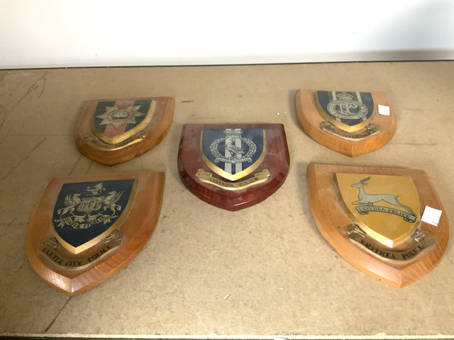 FIVE WOODEN SHIELD BACKED MOTIF'S POLICE RELATED - Image 2 of 4
