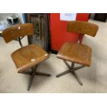 PAIR OF METAL AND WOODEN CHAIRS