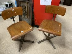 PAIR OF METAL AND WOODEN CHAIRS