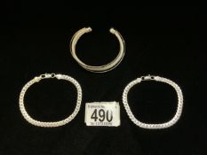 THREE 925 SILVER BRACELETS