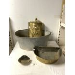 GALVANISED WASH TUB WITH A BRASS GARDEN WATER FEATURE