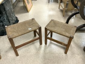 TWO STOOLS WITH RUSH TOPS