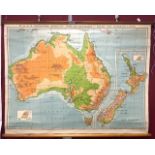 VINTAGE MAP BY W. & A.K. JOHNSTON'S EFFECTIVE MAPS OF AUSTRALIA - RELIEF AND COMMUNICATIONS 117 X