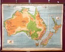 VINTAGE MAP BY W. & A.K. JOHNSTON'S EFFECTIVE MAPS OF AUSTRALIA - RELIEF AND COMMUNICATIONS 117 X