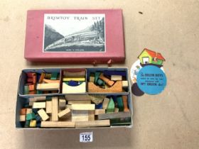 A VINTAGE WOODEN BLOCK TOY SET. (BRIMTOY TRAIN SET)