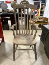 ANTIQUE WOODEN HIGH BACK WINDSOR ARMCHAIR