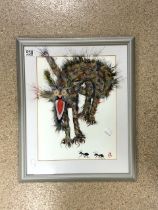 ALLEN A JEWELL ( ENGLAND ) WATERCOLOUR TITLED ADAM ANTI ANT FRAMED AND GLAZED 55 X 45CM