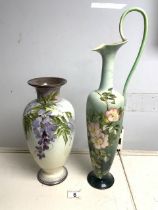 DOULTON LAMBETH BALUSTER VASE PAINTED WITH WISTERIA, DECORATER M.S. LILLEY, (CHIP TO FOOT RIM) 30