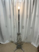 HEAVY CHROME STANDARD LAMP DECORATED BASE WITH LION PAW FEET