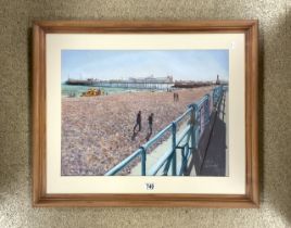 LARGE PRINT OF BRIGHTON PALACE PIER BY PAUL WINDER FRAMED AND GLAZED 79 X 65CM