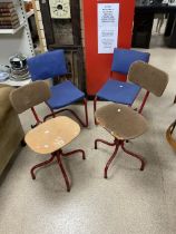 TWO PAIRS OF VINTAGE CHAIRS; ONE PAIR BEING SWIVEL