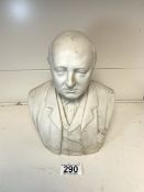 ROBINSON & LEADBEATER MARKED CERAMIC BUST OF WINSTON CHURCHILL 22CM