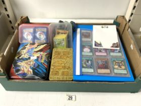 A COLLECTION OF POKEMON AND YU-GI-OH TRADING CARDS INCLUDING SOME 1990s FIRST EDITIONS.