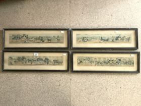 SET OF FOUR EARLY 19TH-CENTURY COLOURED ENGRAVINGS - COACHING SCENES; A TRIP TO BRIGHTON; ENGRAVED