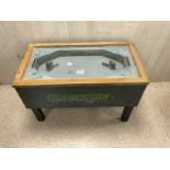 CHILDRENS ANTIQUE HOCKEY GAME CONVERTED INTO A COFFEE TABLE 77 X 42CM