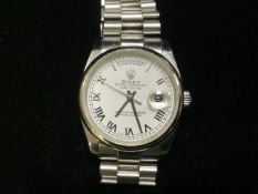 GENTS ROLEX STYLE DAY DATE WATCH WITH PAPERWORK AND BOX