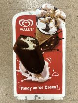 WALLS ICE CREAM METAL ADVERTISING SIGN DOUBLE SIDED 85 X 46CM