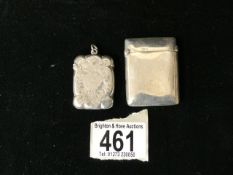 TWO HALLMARKED SILVER RECTANGULAR VESTAS BY WILLIAM NEALE CHESTER DATED 1896 5CM AND DATED 1902 BY