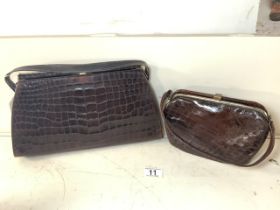 TWO VINTAGE CROCODILE HANDBAGS.