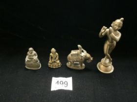 MINIATURE BRONZES; INDIAN; INCLUDES ELEPHANT MID CENTURY TO 20TH CENTURY