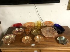 MIXED ART GLASS INCLUDES CARNIVAL GLASS