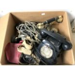 COLLECTION OF VINTAGE TELEPHONES VARIOUS AND HEAD SETS ETC.