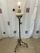 VICTORIAN BRASS OIL LAMP CONVERTED TO ELECTRIC