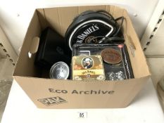 A COLLECTION OF JACK DANIELS ITEMS, INCLUDES A GAMING CHIPS SET.