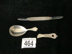 HALLMARKED SILVER CADDY SPOON, DATED 1922 BY FRANCIS HOWARD LTD,8.5CM, HALLMARKED SILVER CASED PEN
