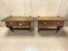 TWO FRENCH OAK WALL UNITS BOTH WITH TWO DRAWERS 60CM