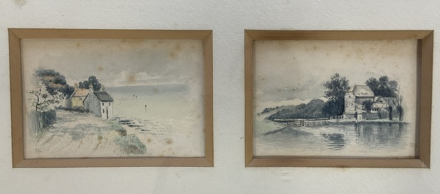 FF MONOGRAMMED WATERCOLOURS X 4 AS FRAMED AND GLAZED 75 X 31CM - Image 2 of 5