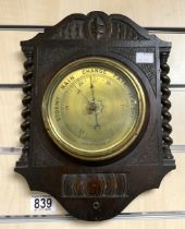 CAMAGE LONDON WOODEN BAROMETER WITH BARLEY TWIST SIDES