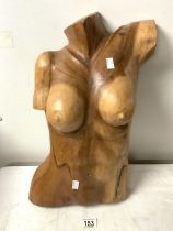 WALL HANGING FEMALE TORSO MADE FROM OLIVE WOOD 51CM