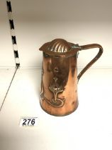 JOSEPH SANKEY & SON ARTS N CRAFT COPPER WATER JUG 16CM